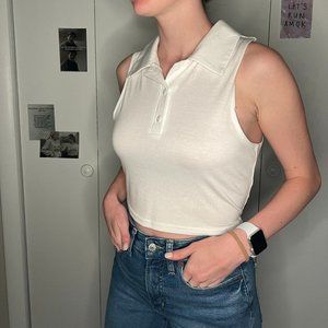 Cropped Collared Tank Top
